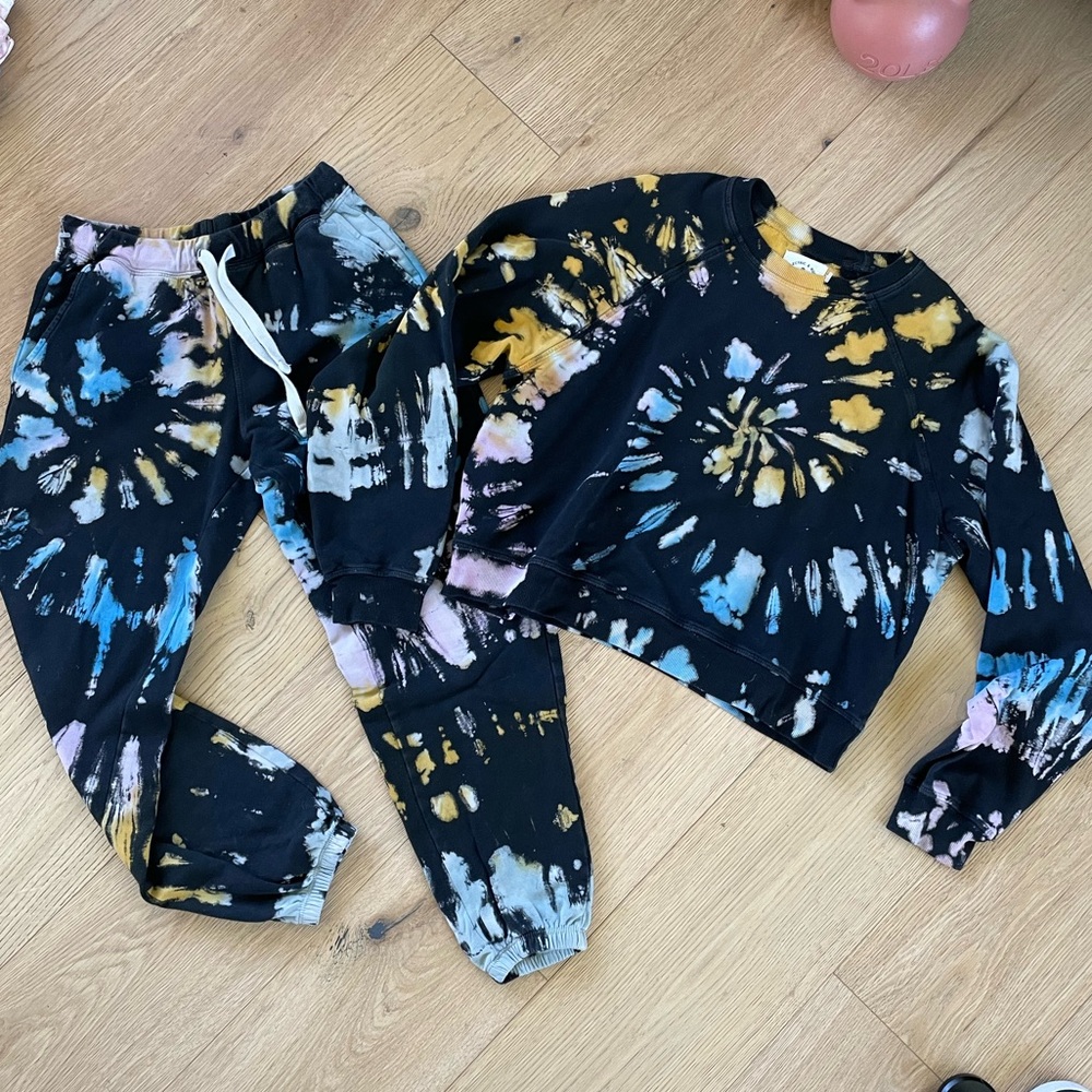 Electric & Rose Tie Dye Sweatshirt Jogger Set Black Multicolor S
